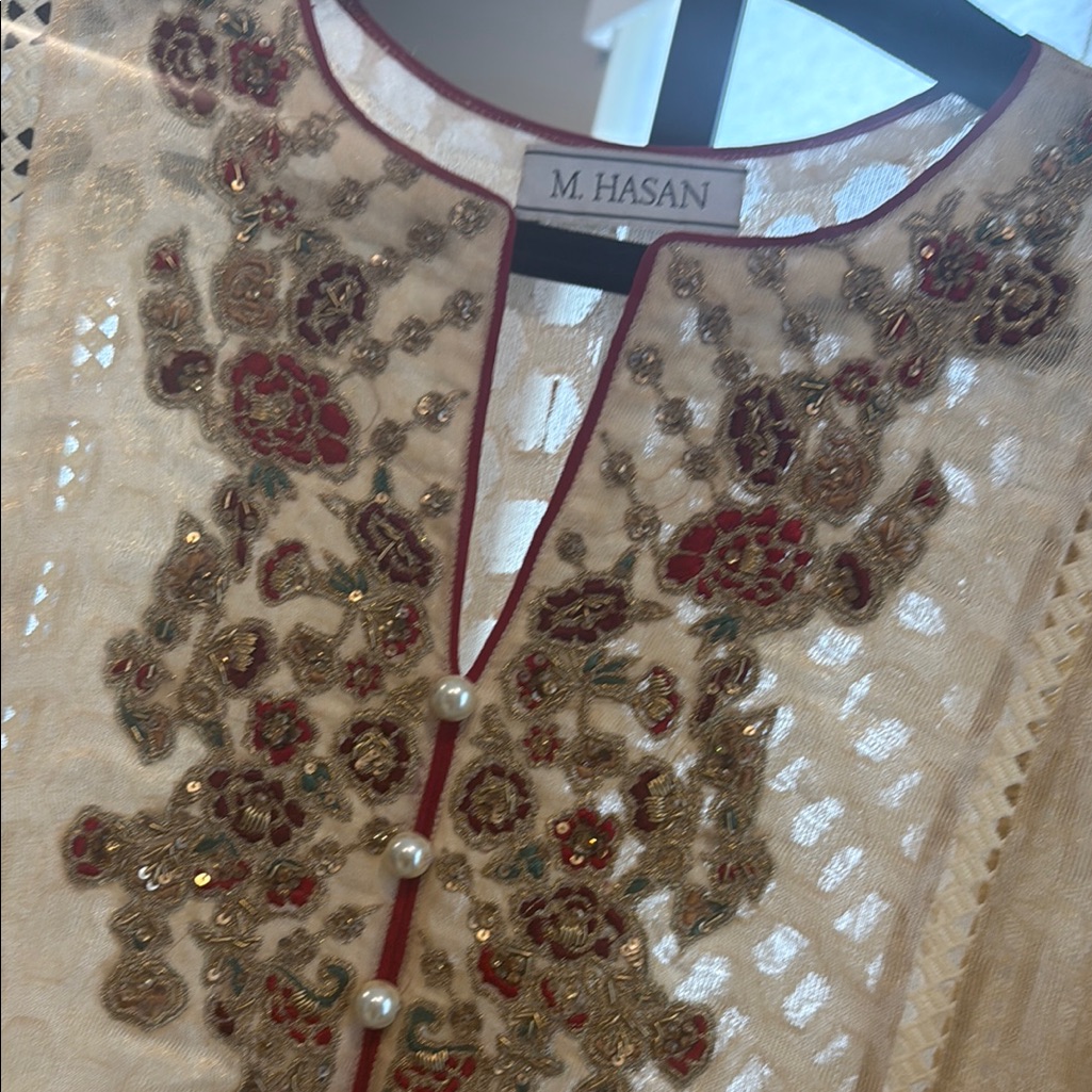 M. Hasan Embroidered Cream Kurta